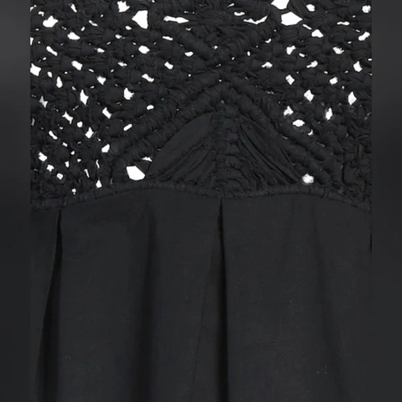 PINKO CROP Black Peplum Top Puffed Sleeve Darts Woven Square Size 2 170/80A - Picture 6 of 12